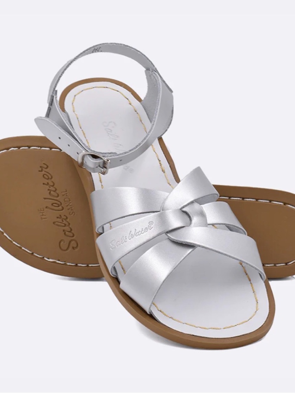 Salt Water Sandals by Hoy Girls Silver Knotted Leather Sandals
